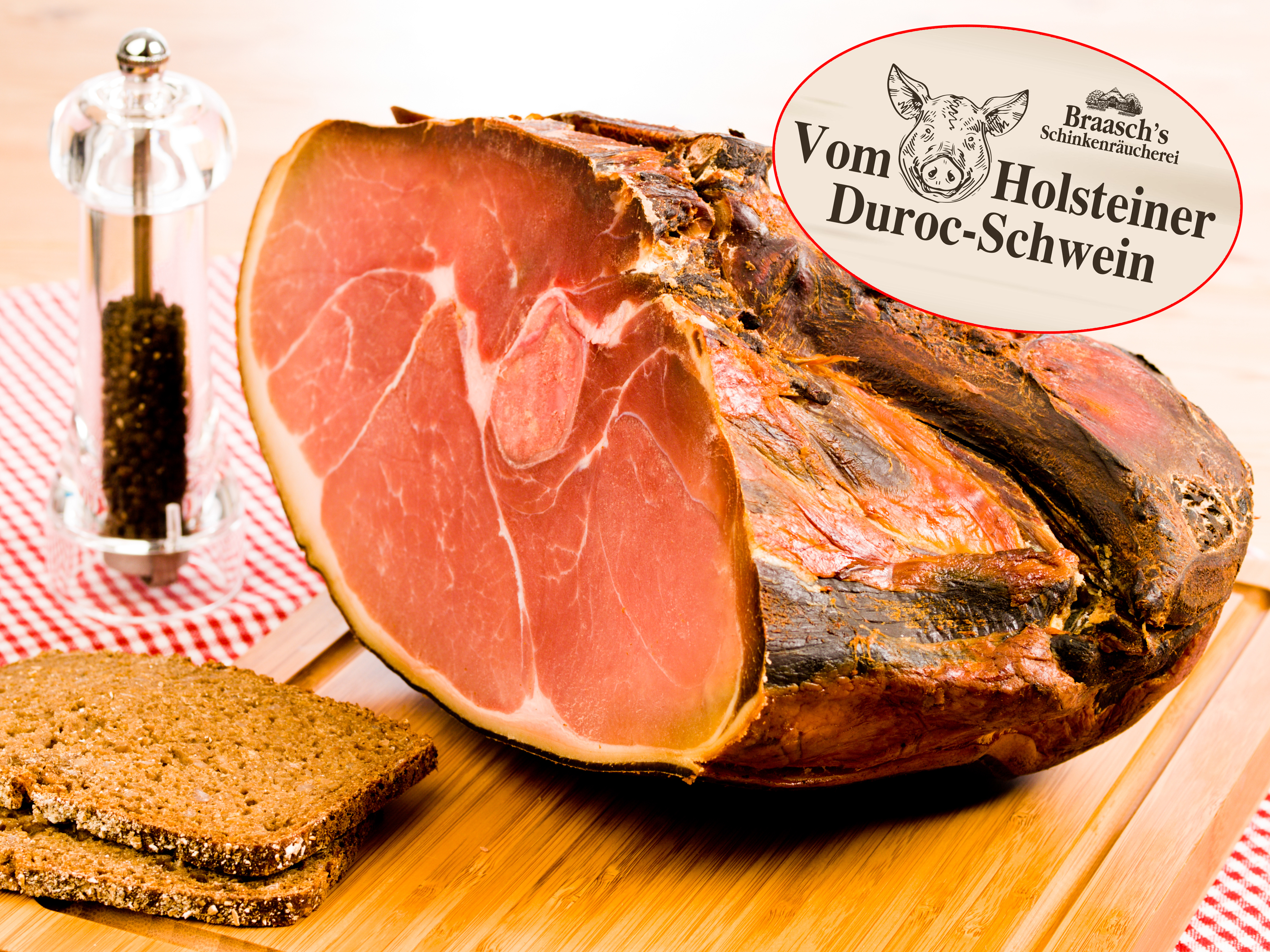 Untere Hälfte mit Knochen vom Duroc-Schwein